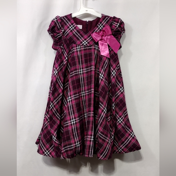 Bonnie Jean Other - Bonnie Jean Metallic Plaid Dress Girls 5 Pink Babydoll Princess Holiday Party